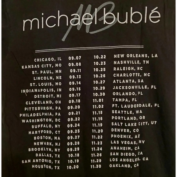 Michael Buble Band Concert Tee Unisex Slim Fit Black Size medium - Picture 8 of 10